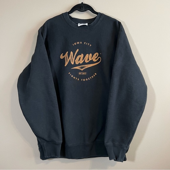 Independent Trading Company Black Iowa City Wave Crewneck Sweatshirt Large